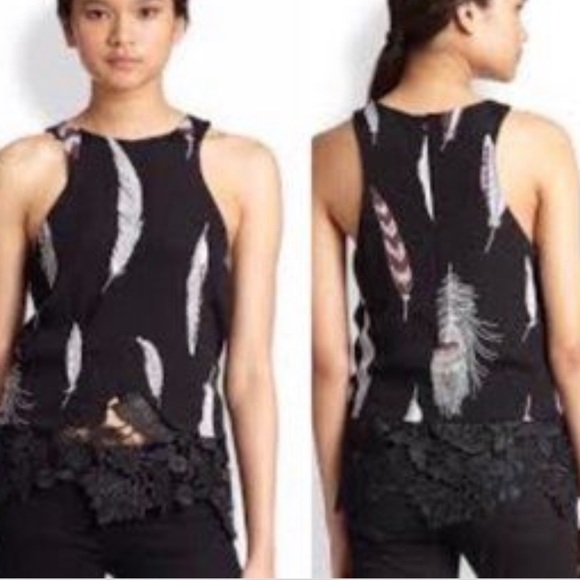 NWT Line& Dot Revolve feather print top, size M - Picture 2 of 11